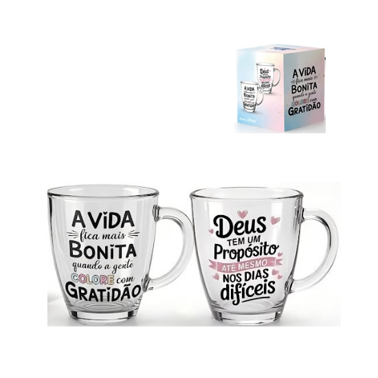 CANECA DE VIDRO 370ML COZINHA & UD