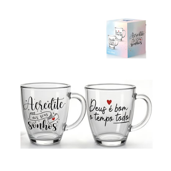 CANECA DE VIDRO 370ML COZINHA & UD