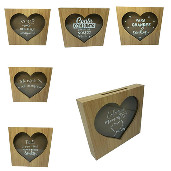 COFRE MDF C/FRASES 15X15CM PORTA RETRATOS